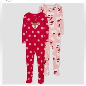 Carter’s pair of toddler Christmas zip up footie pajamas NWT sizes  3T or 4 T